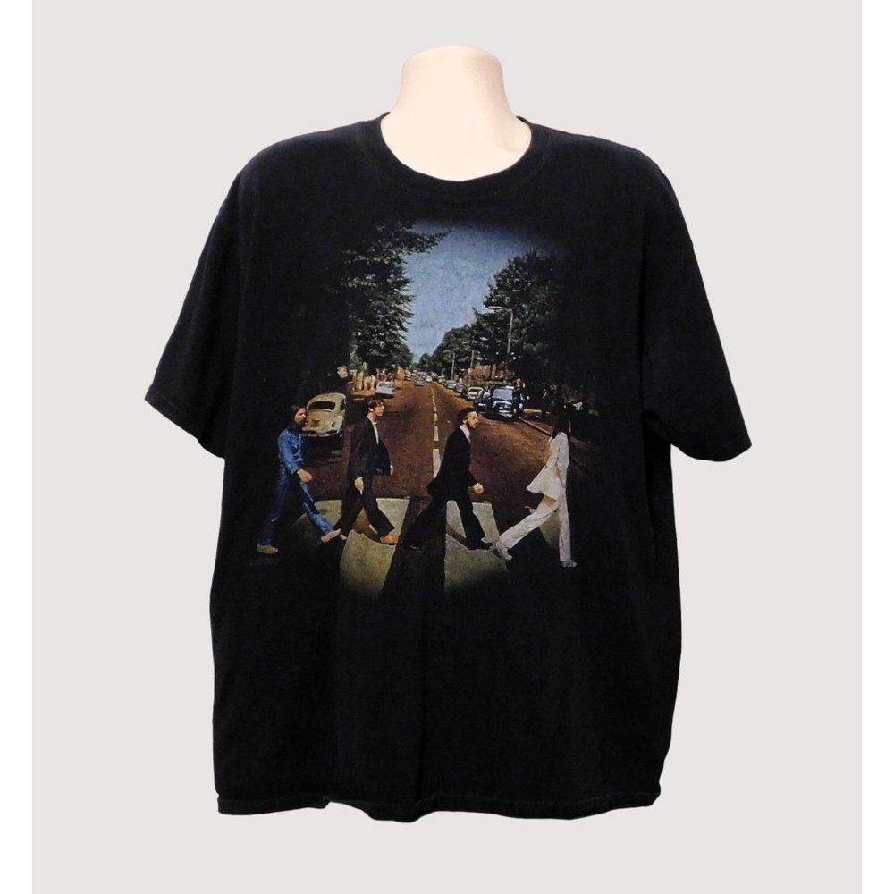 Beatles Tee Shirt 2X Black Abbey Road Short Sleeve Apple Corp Cotton